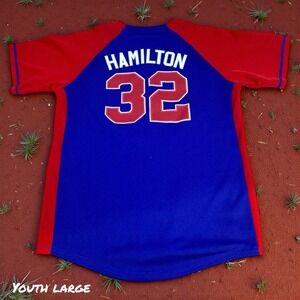 Texas Rangers Josh Hamilton 32 Jersey Youth Large Blue Button Up MLB Baseball